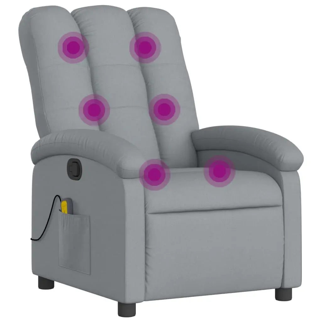 Massage Recliner Chair Light Gray Fabric Multiple Massage Modes and Heat Function
