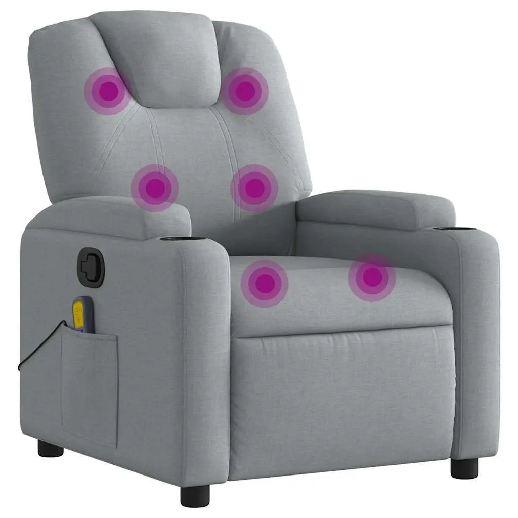 Massage Recliner Chair Light Gray Fabric Electric Full Body Massage Heat