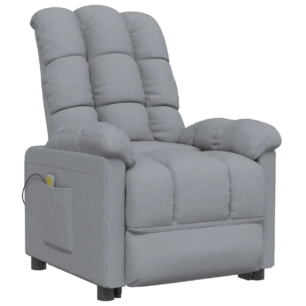 Massage Recliner Chair Light Gray Fabric Multiple Massage Functions
