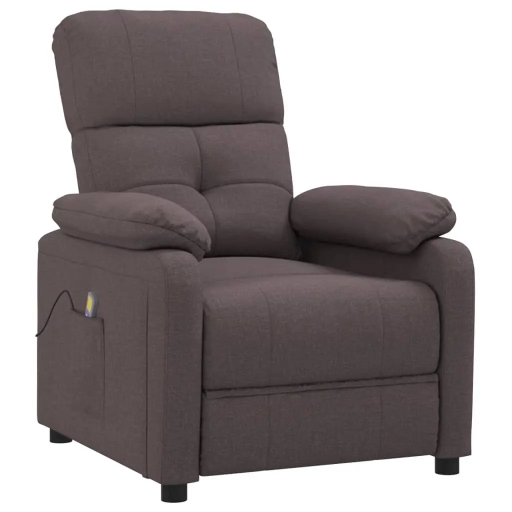 Massage Recliner Dark Brown Fabric Electric Reclining Chair
