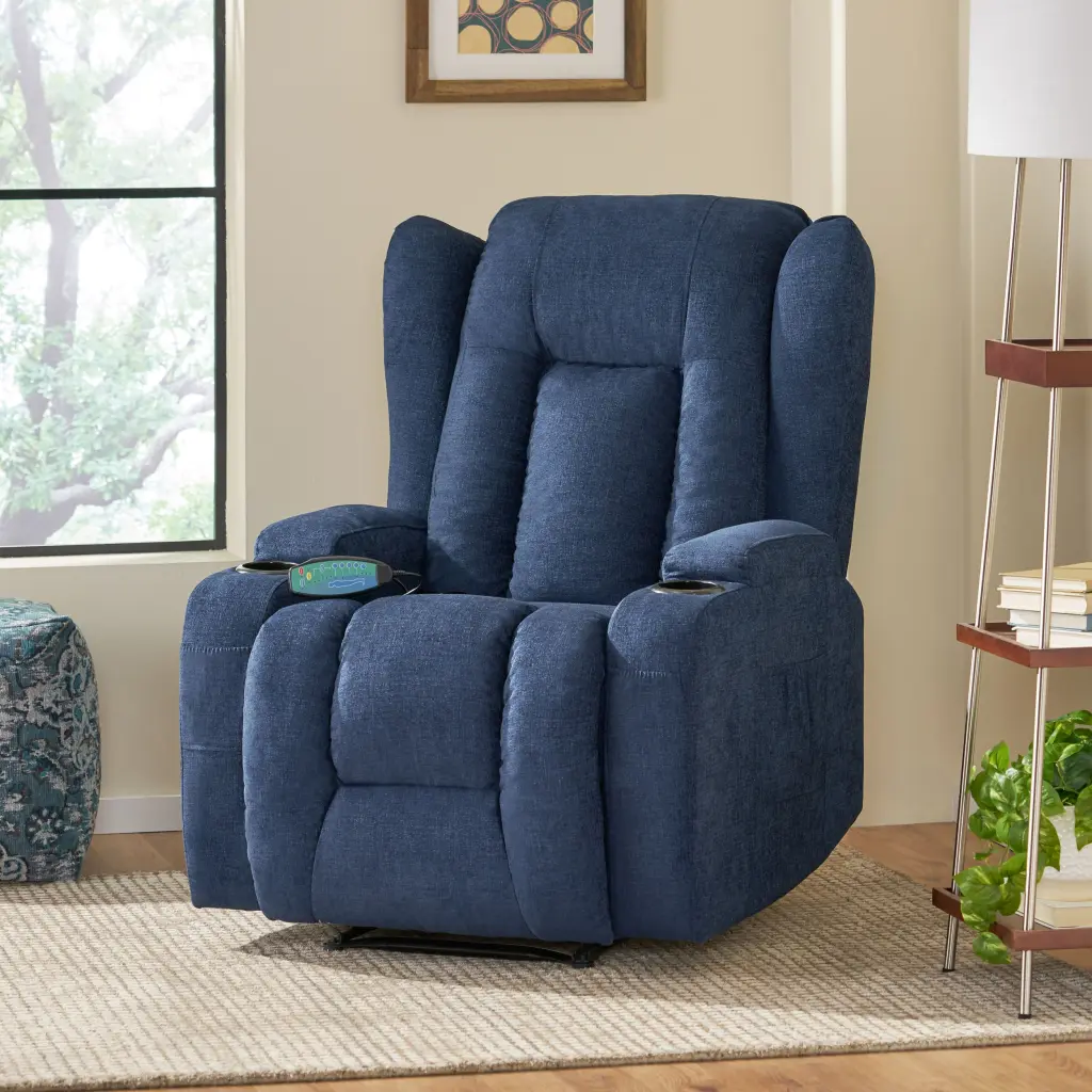 Massage Recliner Chair Navy Blue Fabric Multiple Massage Modes nh-cloudhouse