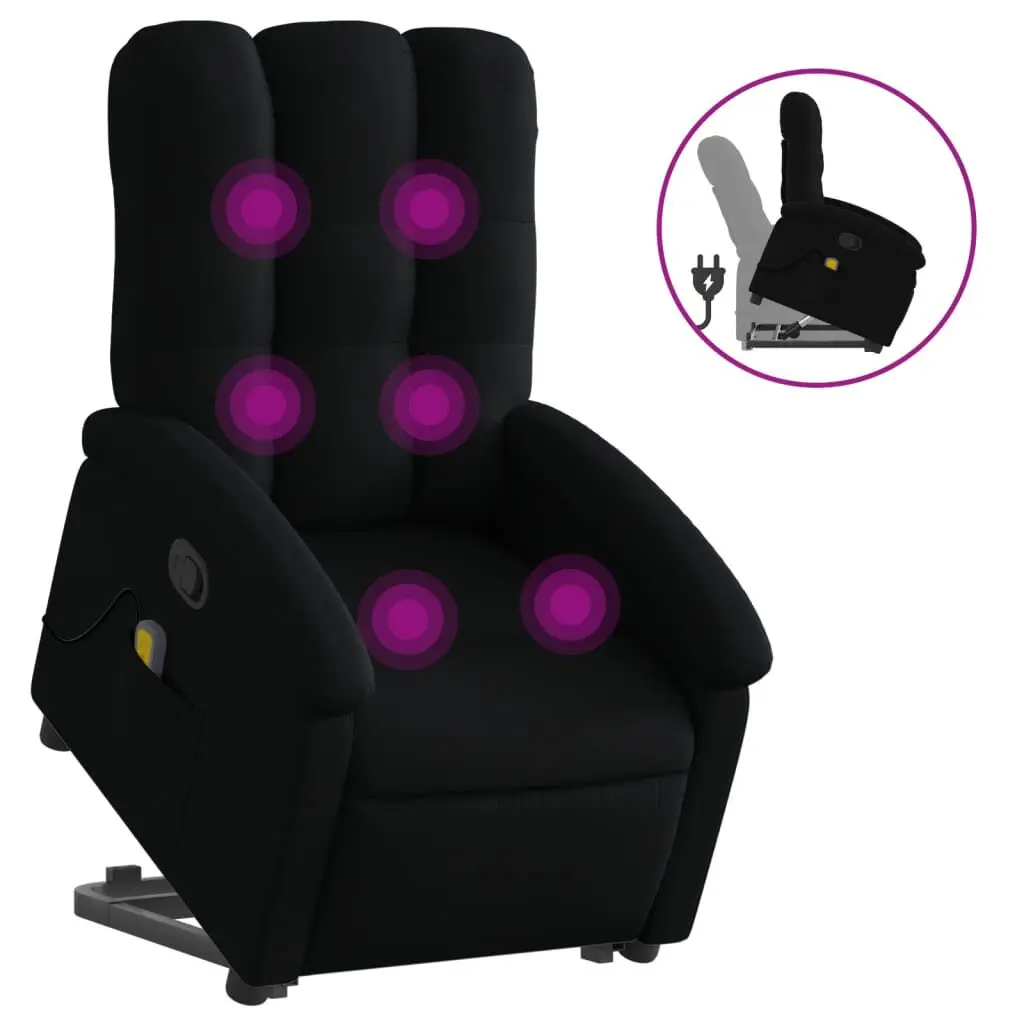 Stand Up Massage Recliner Chair Black Fabric Power Lift Recliner
