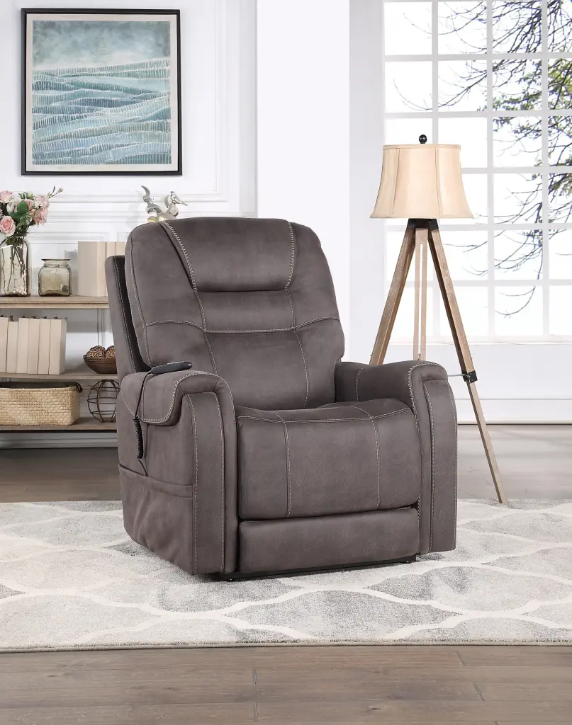 Brisbane Power Lift Chair 3 Heat Zones Grey Foam Material Recliner steve silver furniture