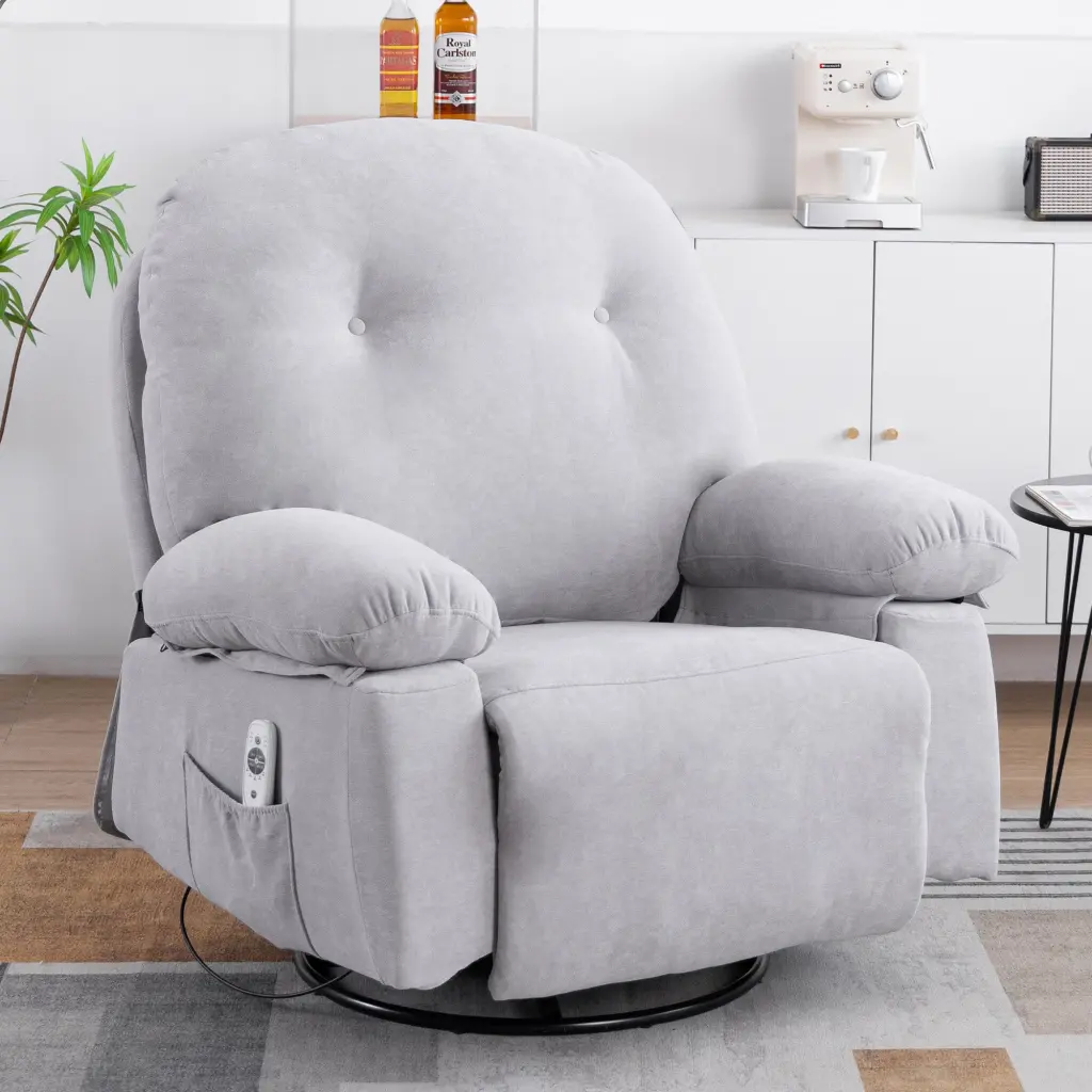 Modern Chenille Recliner Chairs Swivel Massage Rocker Recliner Heat Function wyida seating