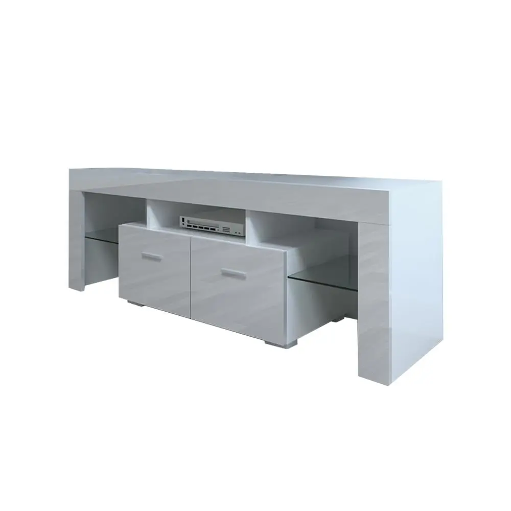 GoDecor TV Media Storage Stand Console Cabinet High Gloss LED Lights