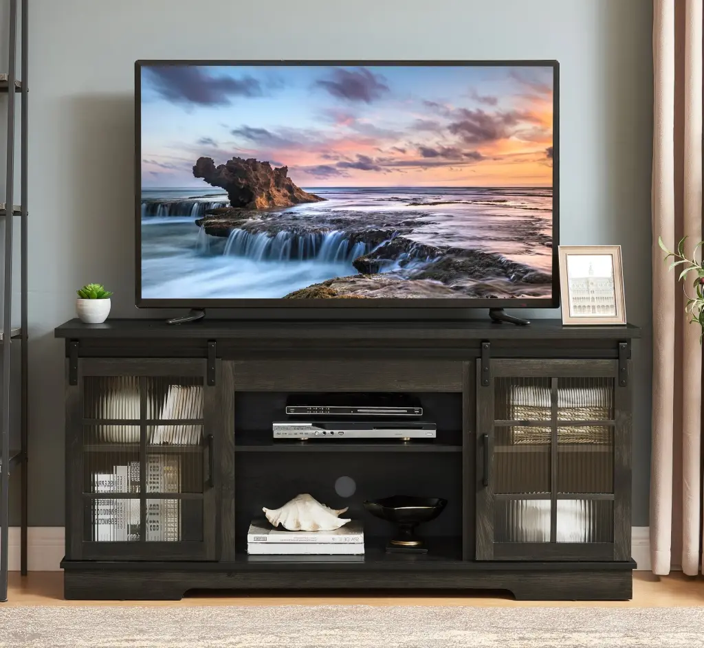 Multipurpose Sliding Door TV Stand Large Storage Cabinet 2 Doors rnb
