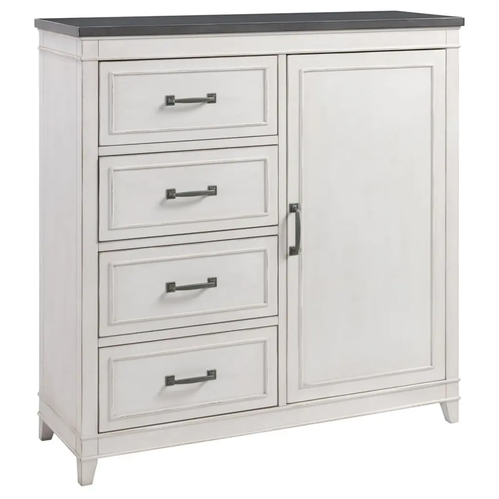 Martin Svensson Home Del Mar 4 Drawer Media Chest White Gray Top