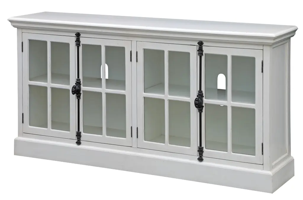 Coventry White Oak Finish 4 Door Media Console Ample Storage Crestview Collection