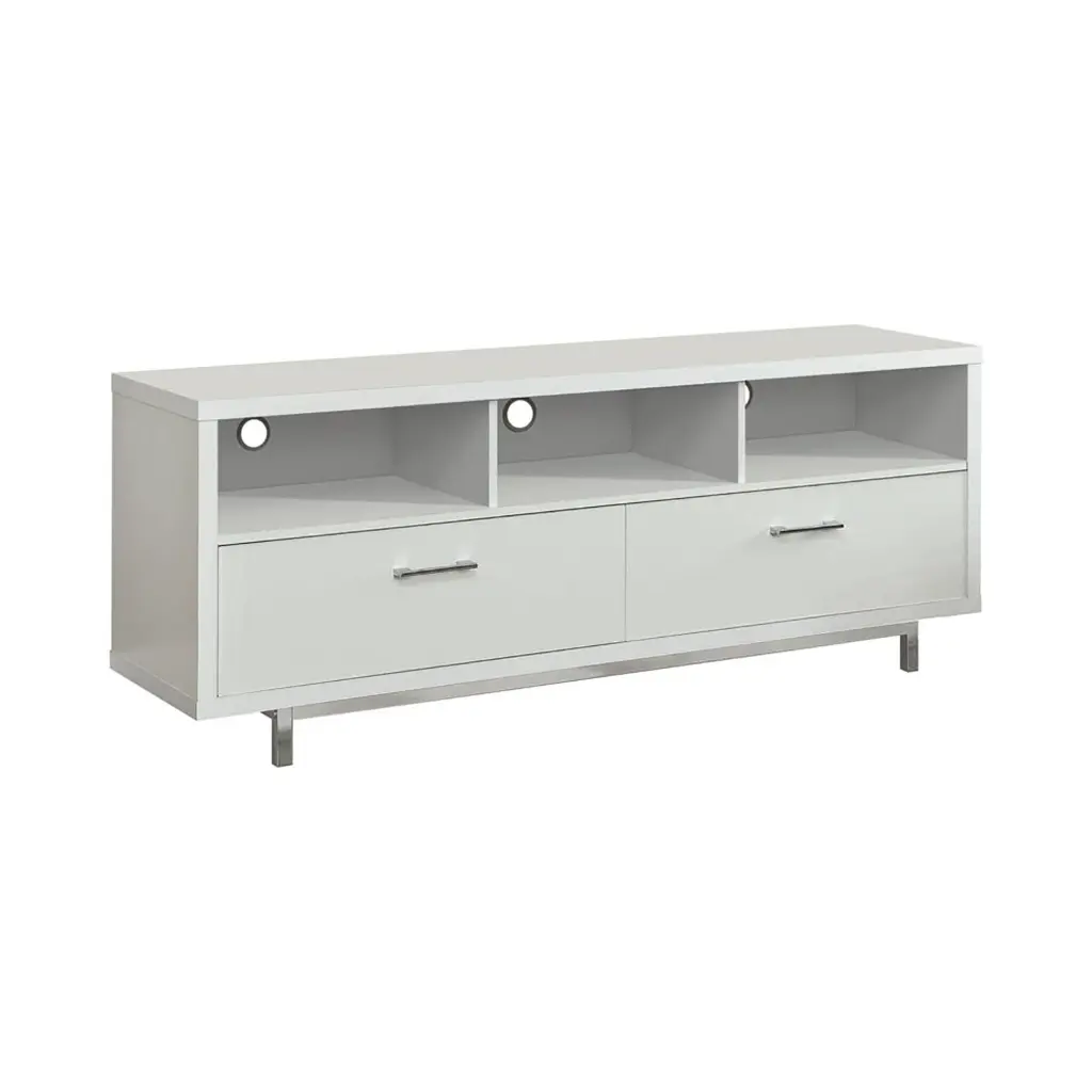White 60 Inch TV Console Drawers Living Room Storage furniture max
