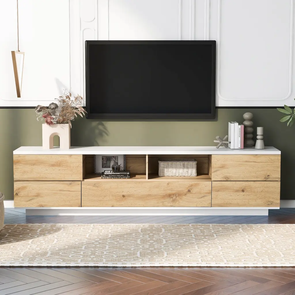 Modern TV Stand TVs Up to 80 Inches Media Console Multiple Storage Options rnb
