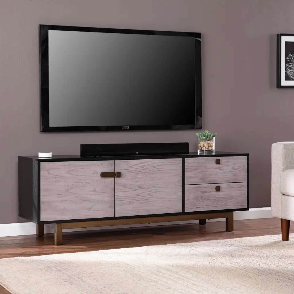 Enderly Media Console Storage Light Gray 60-69 Inches MDF TV Stand sei
