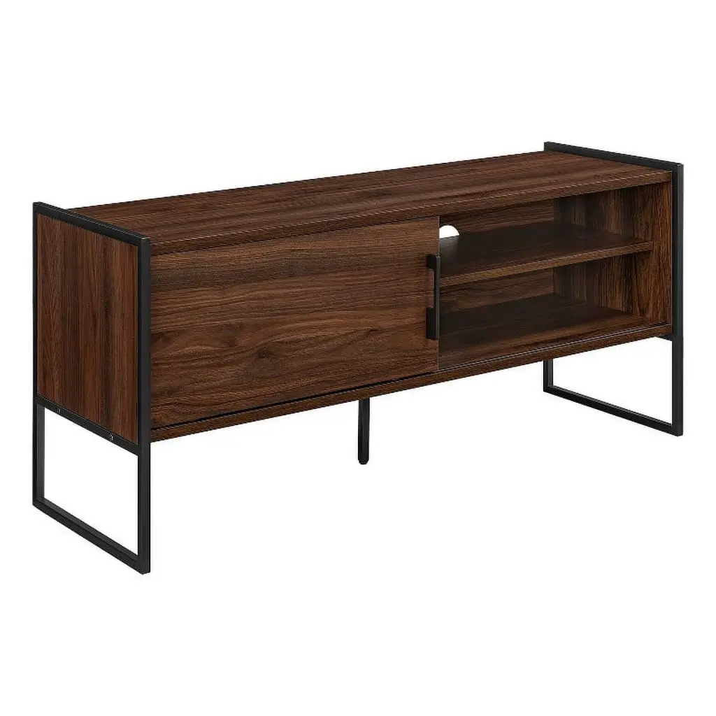 BRAXTON Wood Media Console W48 Dark Walnut Walker Edison