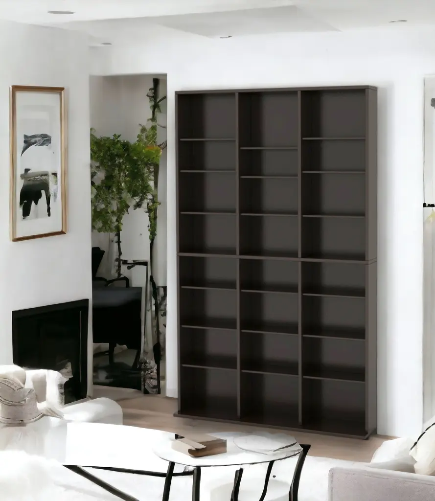 Media Shelving Unit 6 Fixed Shelves and 30 Customizable Shelves Wide Base atlantic inc.