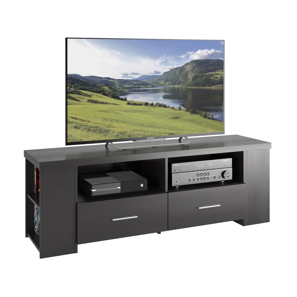 CorLiving Fernbrook Modern Black TV Stand Drawers TVs up to 75 Inches