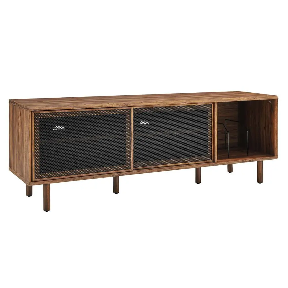 Modway Kurtis MDF Particleboard TV and Record Stand TVs up to 65 Inches Walnut