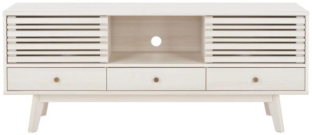 Safavieh Alatar Farmhouse 3 Drawer 1 Shelf Media Stand White 58.7 W x 15.2 D x 23.8 H