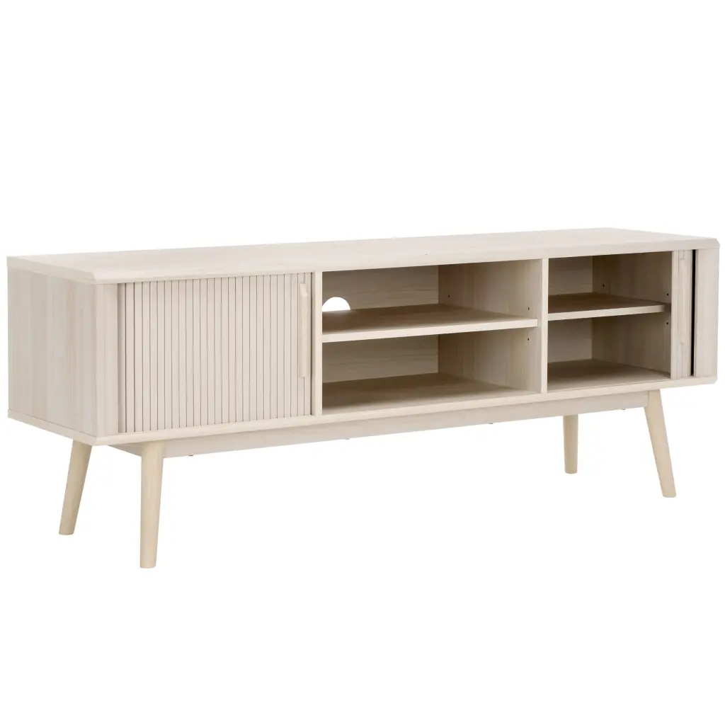 SAFAVIEH Aphra Farmhouse 2 Door 2 Shelf Media Stand White 59 Inch Wide