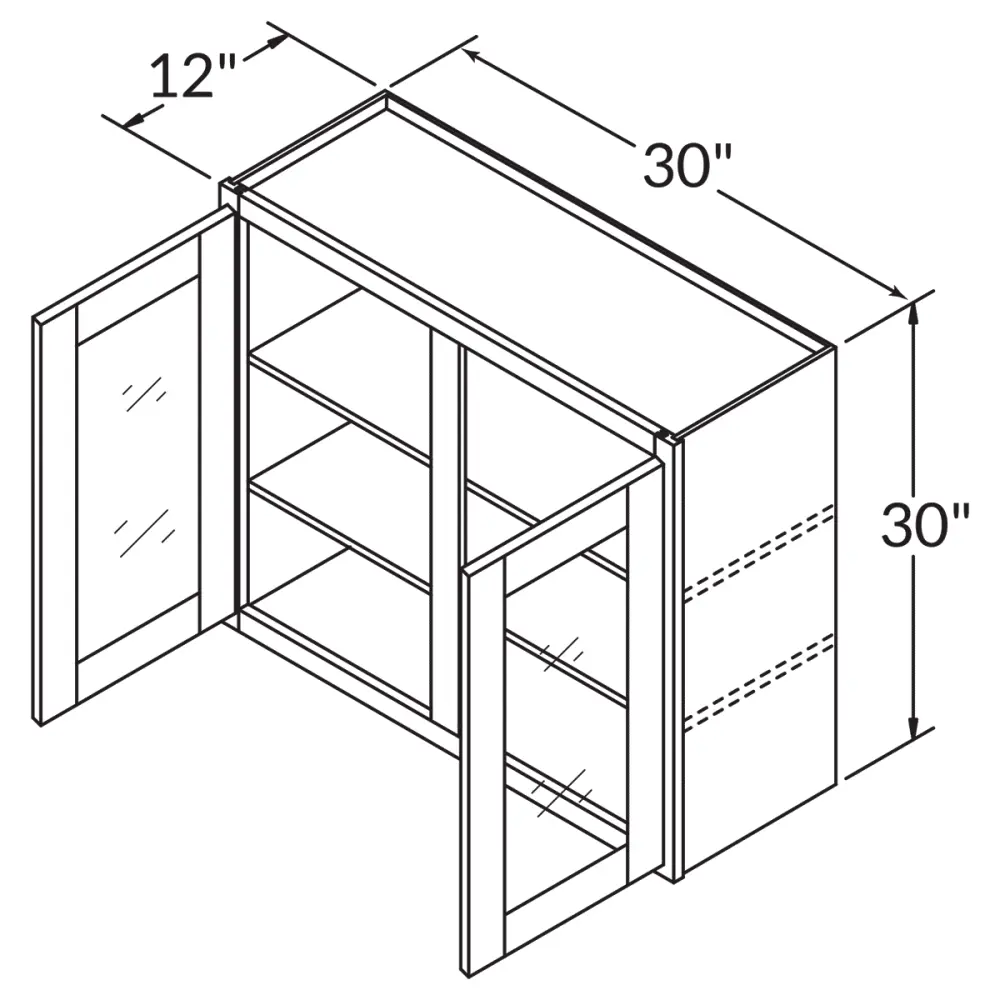 Mullion Door Wall Kitchen Cabinet WMD3030 Newport LessCare 30 . width 30 . height 12 . depth