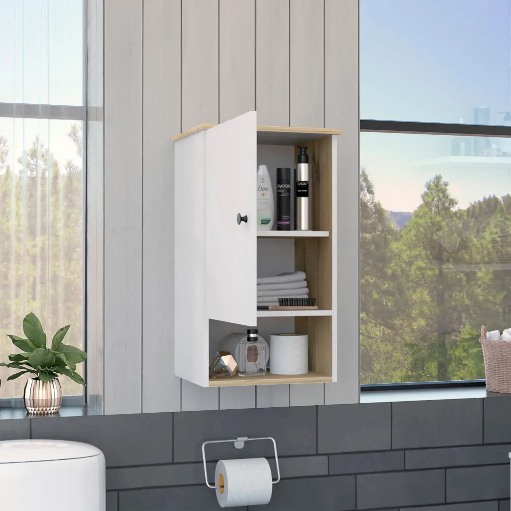 Medicine 28H Single Door Cabinet One Shelf Two Interior Shelves Light Gray rta mubles colombia