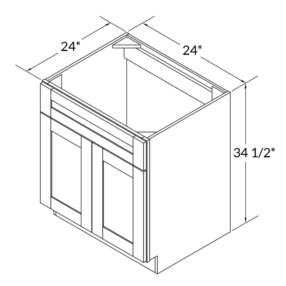 Sink Base Kitchen Cabinet SB24 Milan Pearl 24 . width 34.5 . height 24 . depth