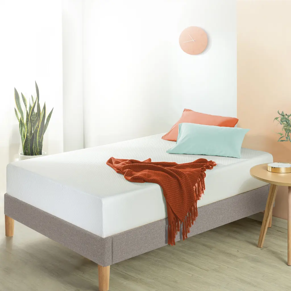 Queen 10 Inch Gel Memory Foam Green Tea Mattress White Foam b2722 crown comfort