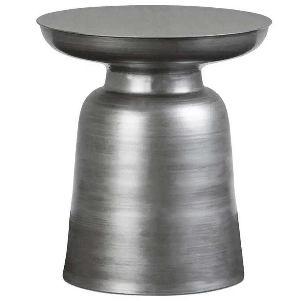 Pemberly Row 16 Modern Premium Solid Metal Accent Side Table Silver