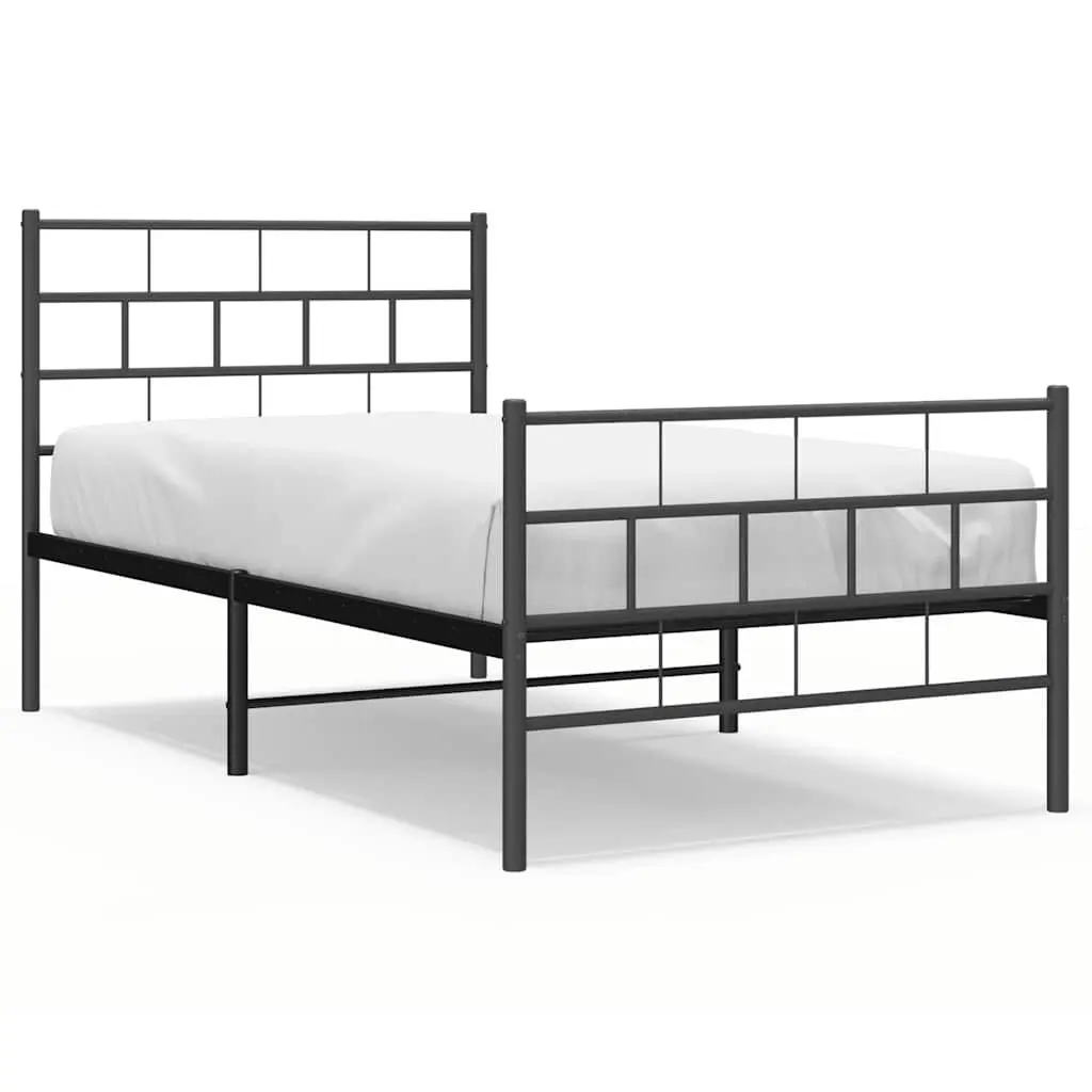 Metal Bed Frame without Mattress Footboard Black 39.4x74.8 Queen Size