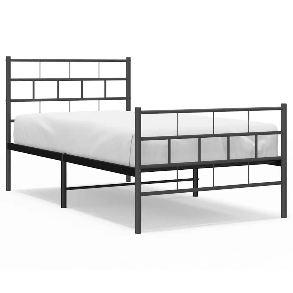 Metal Bed Frame without Mattress Footboard Black 39.4x78.7 King Size