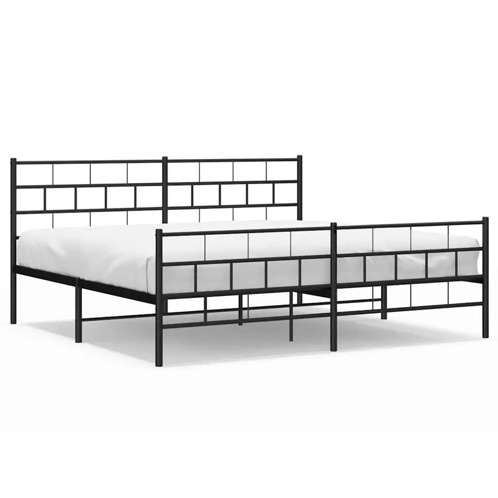 Metal Bed Frame without Mattress Footboard Black 76x79.9 Custom King Size