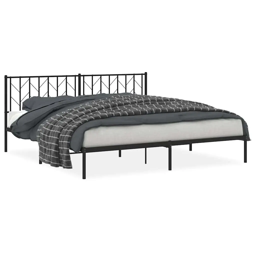 Metal Bed Frame without Mattress Headboard Black 76x79.9 Queen Size Platform Bed
