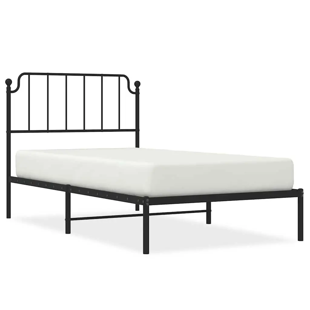 Metal Bed Frame without Mattress Headboard Black 39.4x78.7 Inches King Size