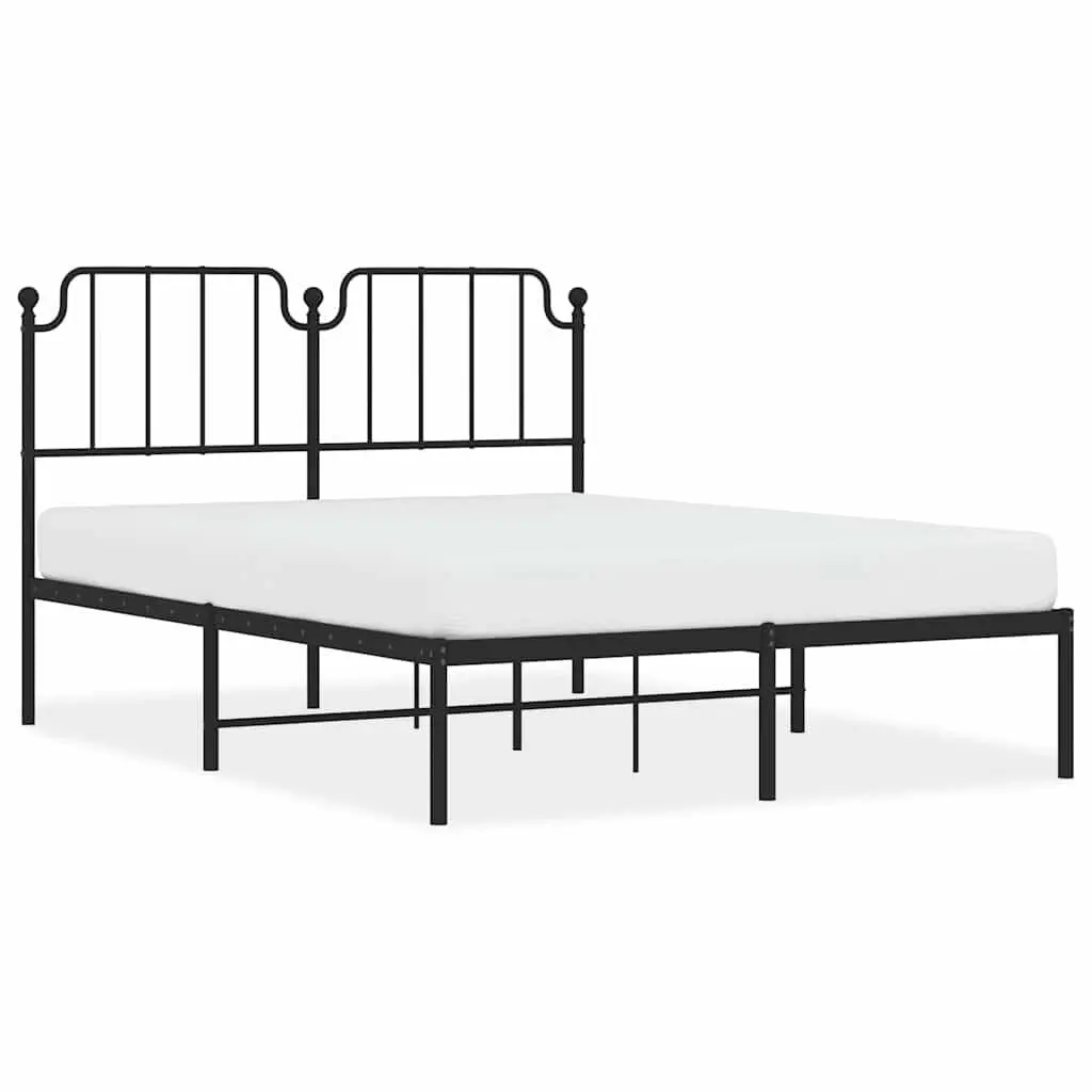 Metal Bed Frame without Mattress Headboard Black 53.1x74.8 Inches Full Size
