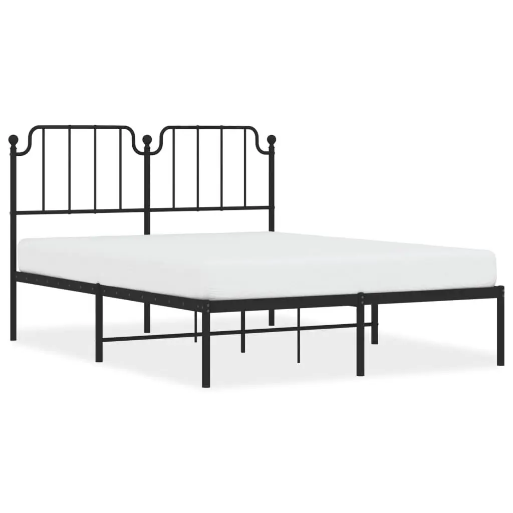Metal Bed Frame without Mattress Headboard Black 59.1x78.7 Inches California King