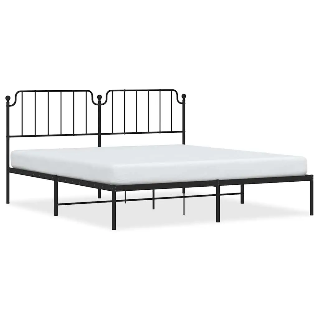 Metal Bed Frame without Mattress Headboard Black 72x83.9 Inches Oversized King