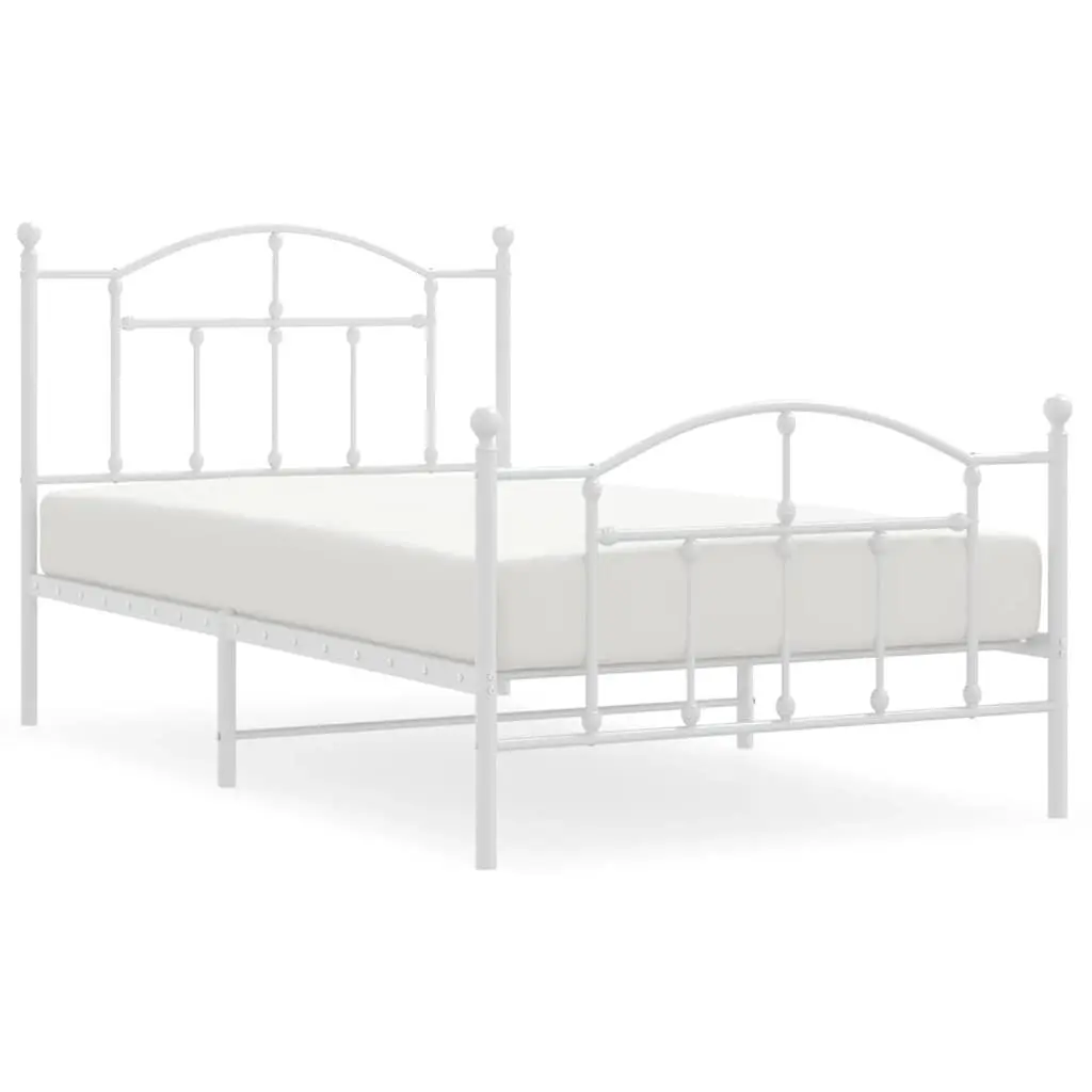 White Metal Bed Frame Footboard 39.4x74.8 Inches No Mattress Included