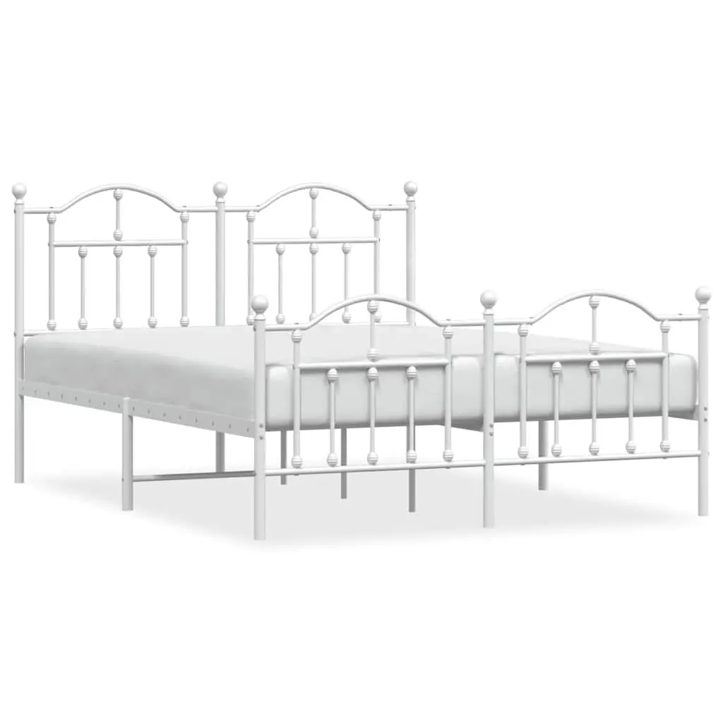 White Metal Bed Frame Footboard 53.1x74.8 Inches No Mattress Included
