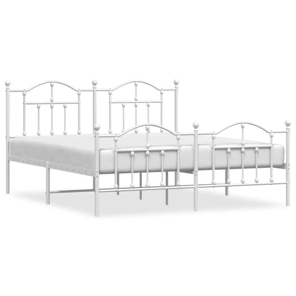 White Metal Bed Frame Footboard 72x83.9 Inches No Mattress Included