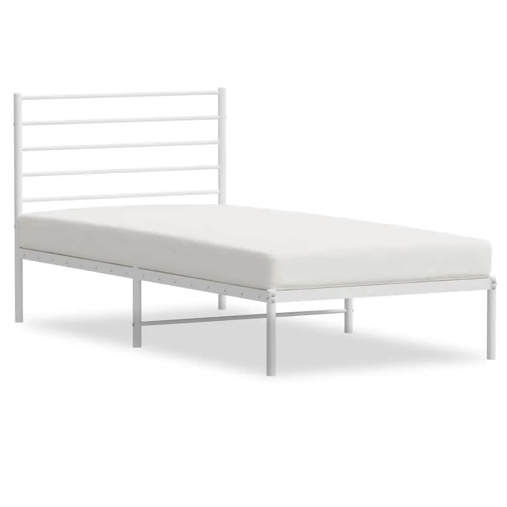 White Metal Bed Frame Headboard 39.4x74.8 Inches No Mattress Included
