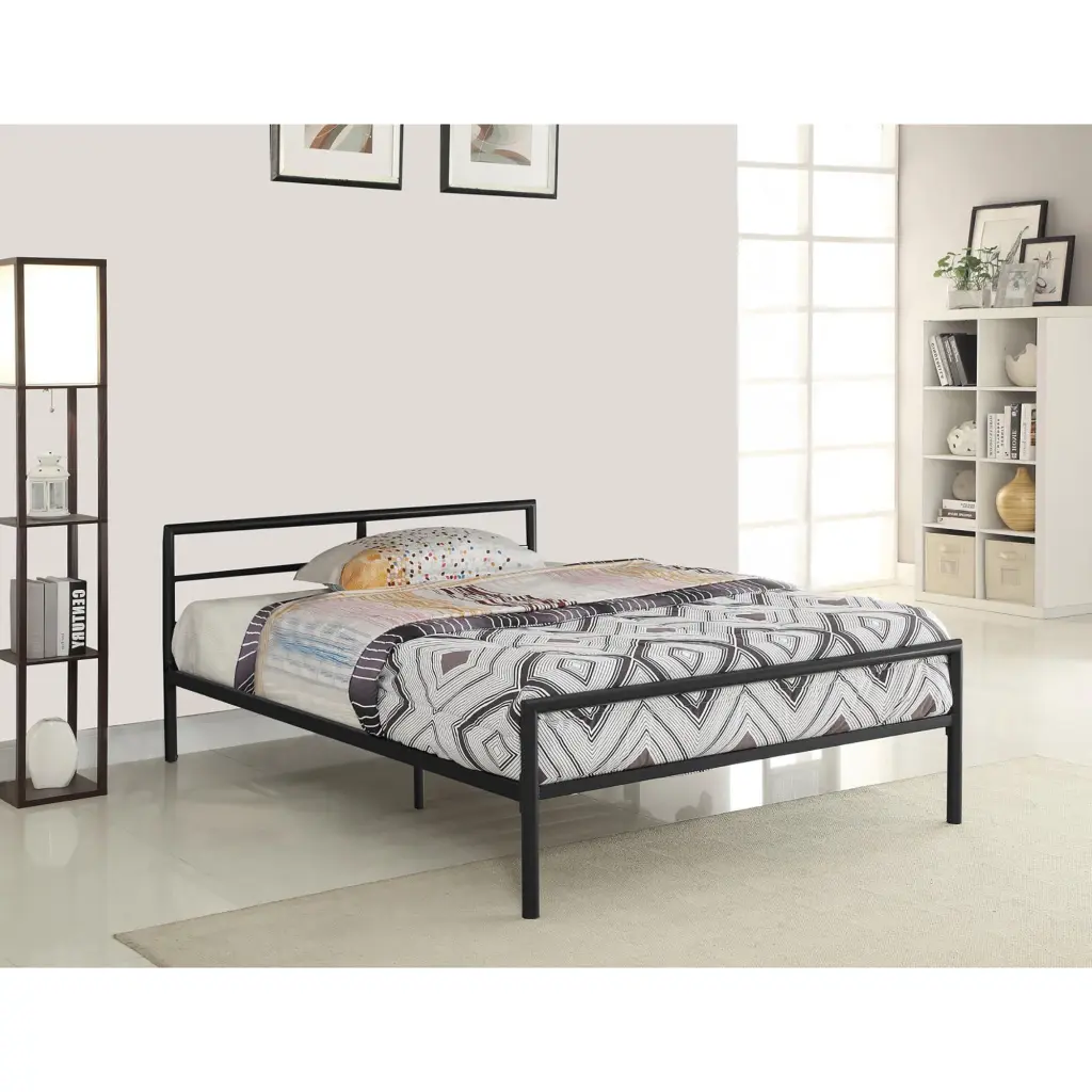 Gunmetal Full Size Metal Bed Contemporary Modern Kids Bedroom Furniture furniture max