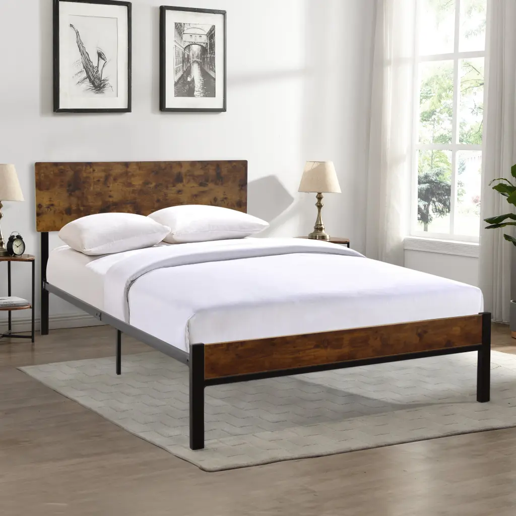Twin Size Metal Bed Frame Sturdy Modern Style Platform Bed top corporation