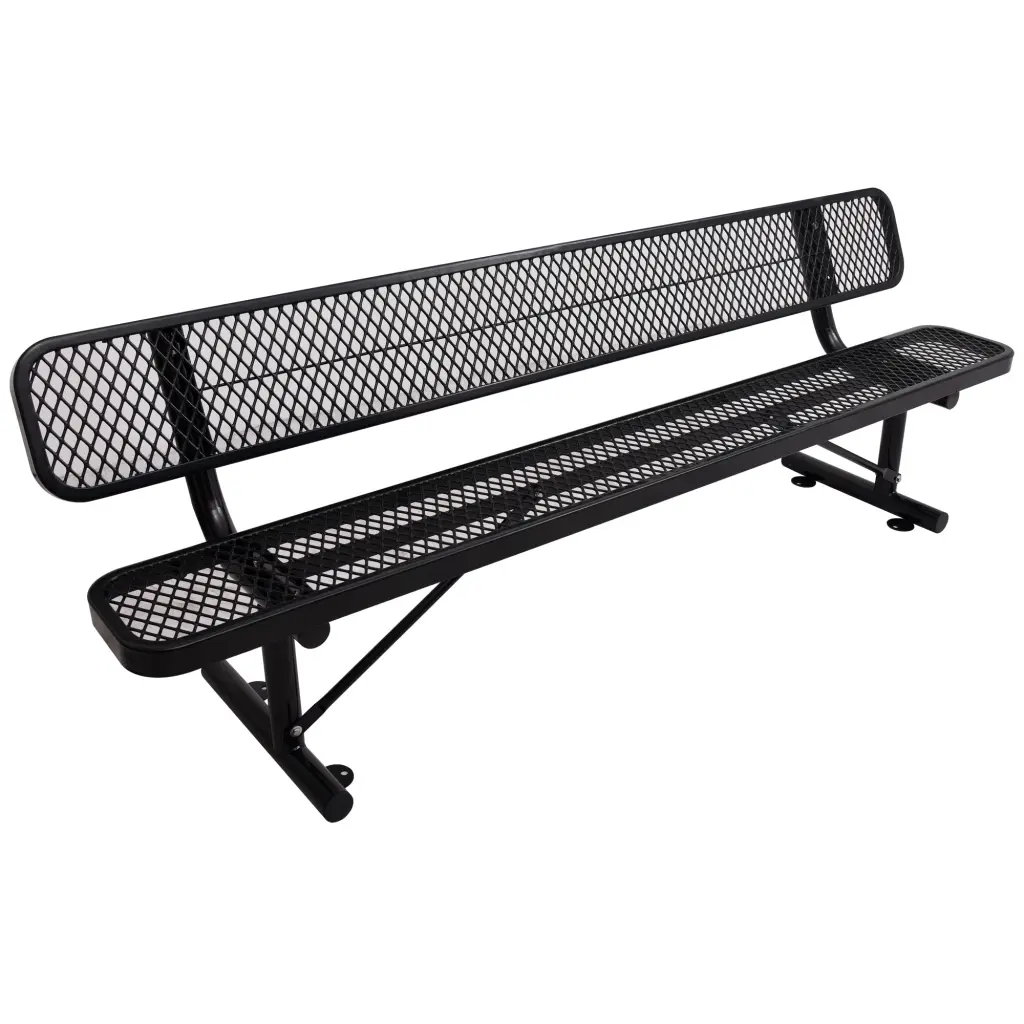 8 Ft Outdoor Alloy Metal Bench Backrest Black Finish g-h