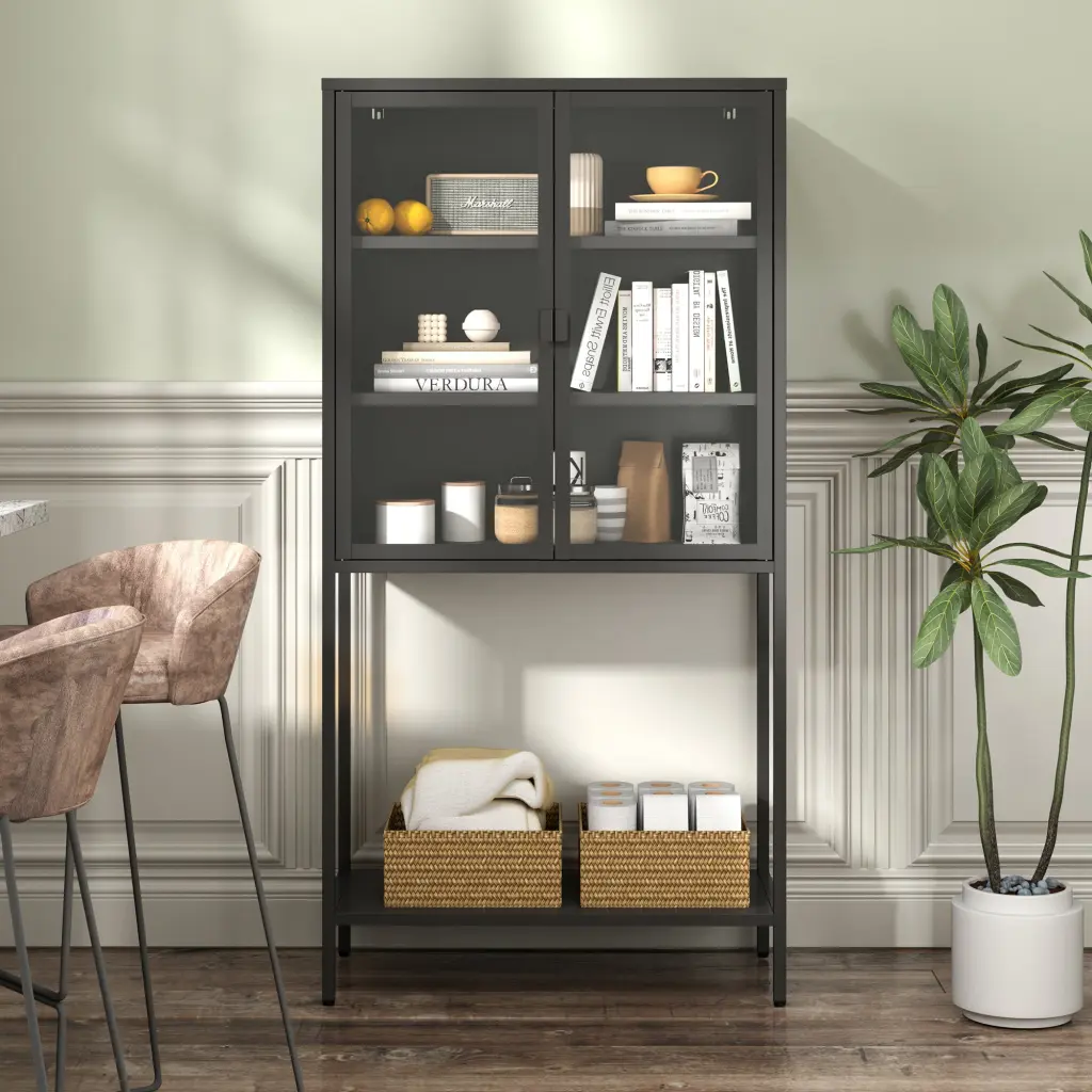 59"H Heavy Duty Metal Storage Cabinet, Sideboards & Buffet, Presentation Storage makeace home furniture