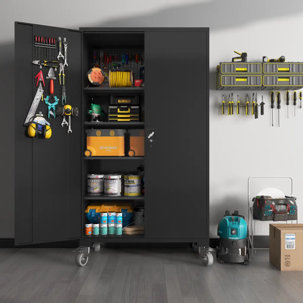39.37 Inch Wide Metal Storage Cabinet 19.69 Inch Depth 72 Inch Height Home Office rnb