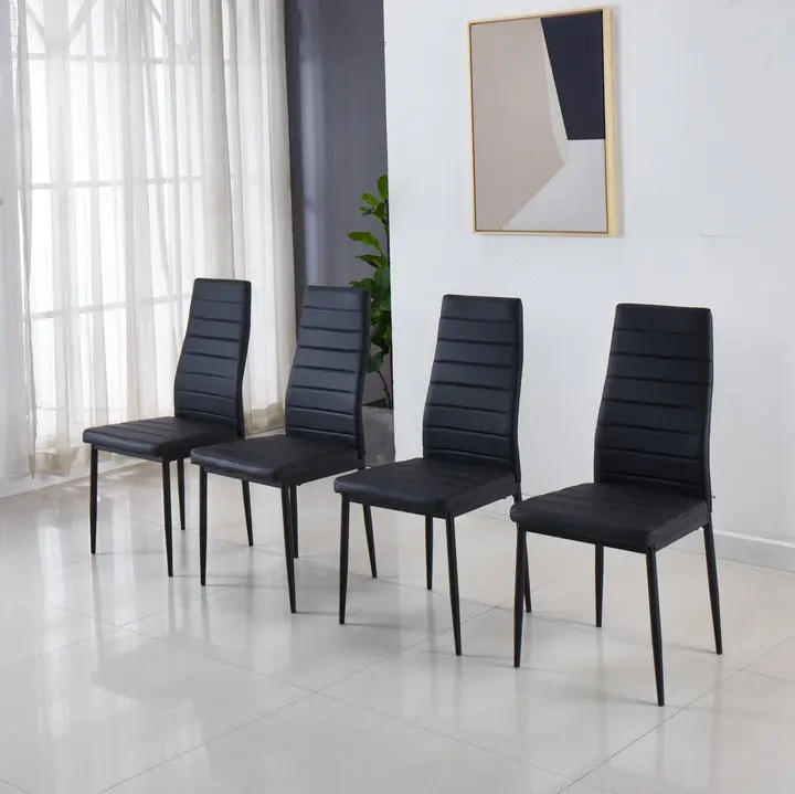 Chair Set 4 Black Metallic Modern Dining Chairs ego store