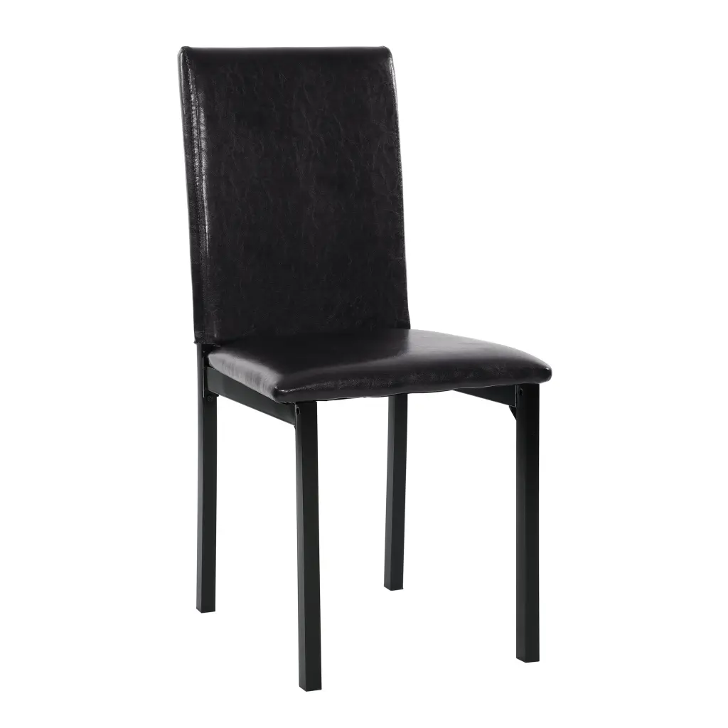 Set 4 Metal Frame Chairs Brown Faux Leather Seat Black Metal Finish kanepe