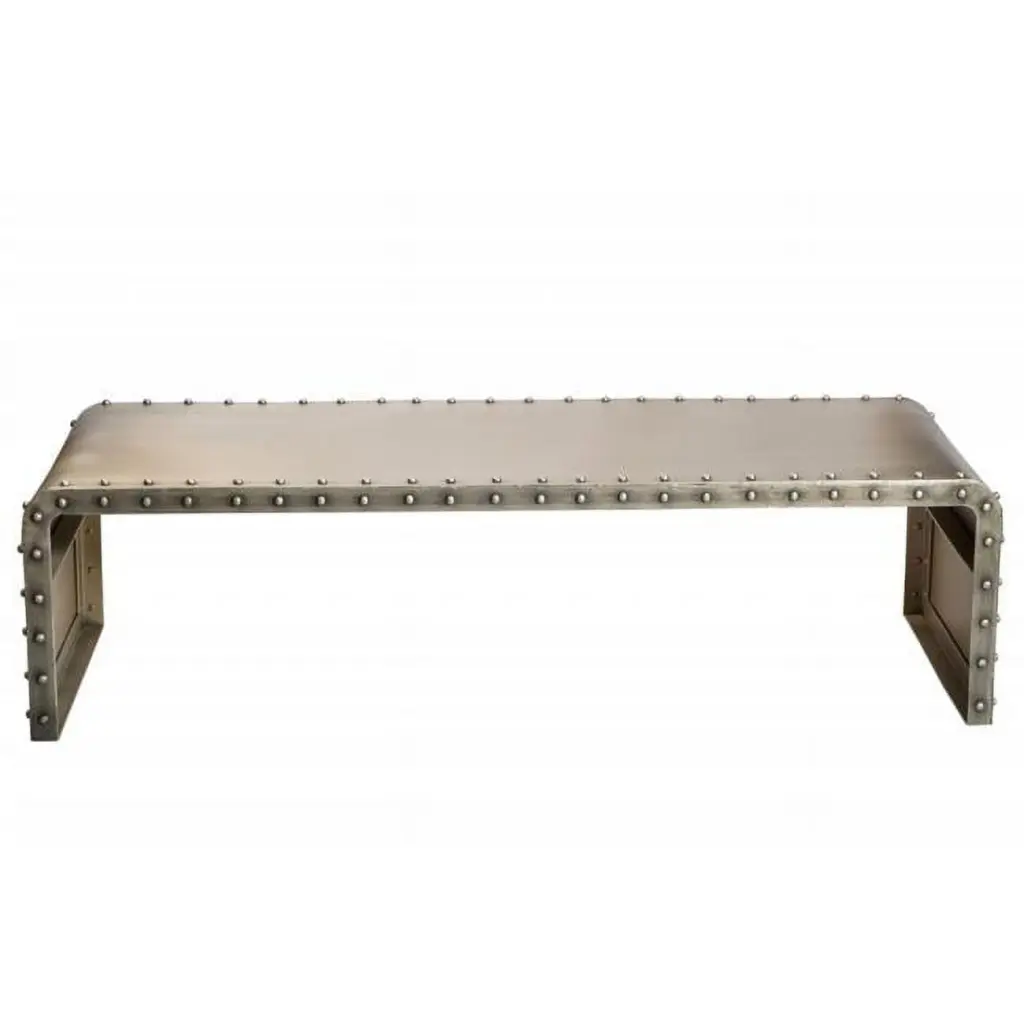 Gold Bench Shaped Metal Coffee Table Living Room Fancy Fixtures