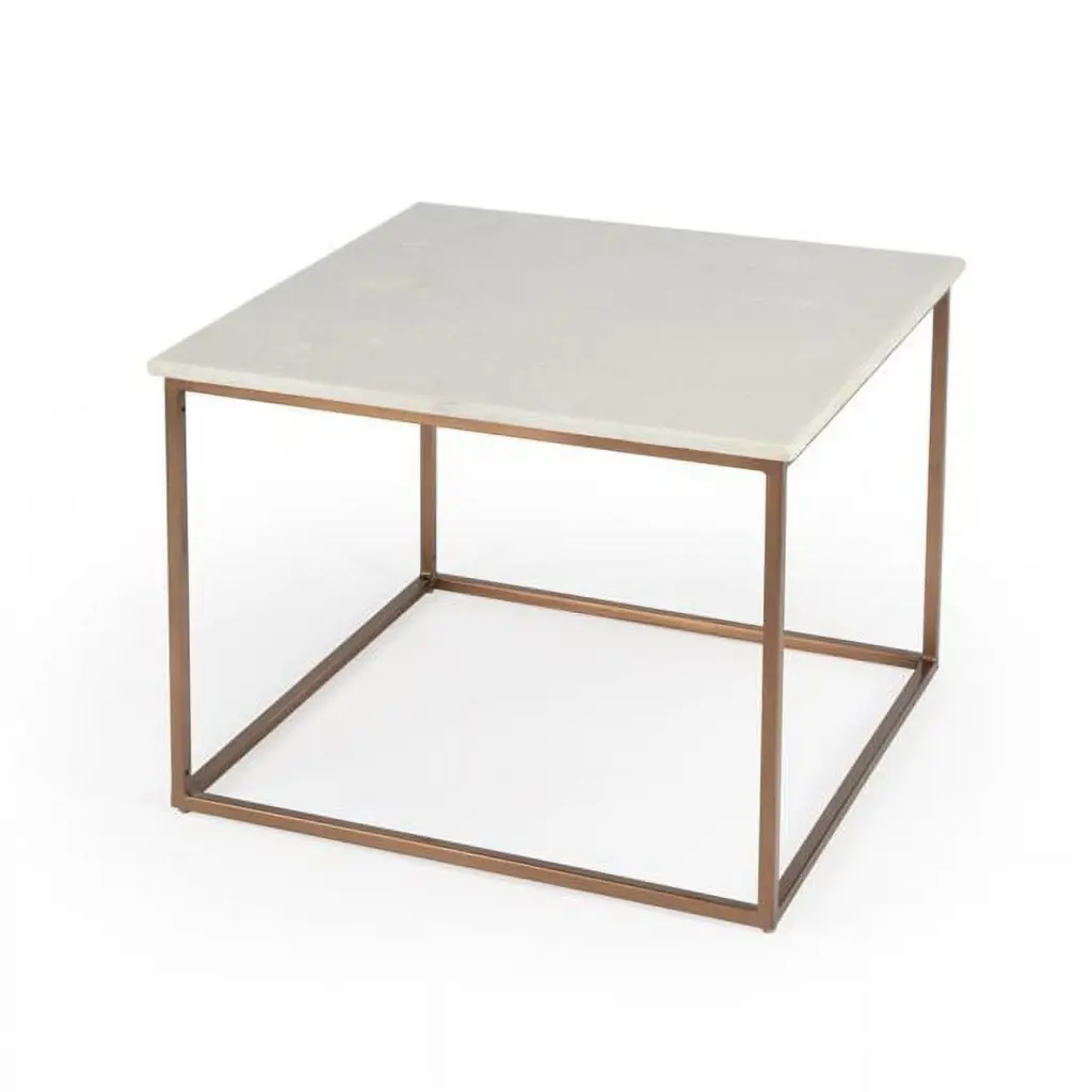 HomeRoots 18 x 24 Inch Copper Marble Metal Coffee Table