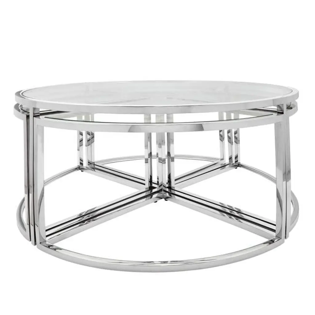 Metal Pull Out Coffee Table Silver - Modern Extendable Living Room Furniture KD Cama de bebe