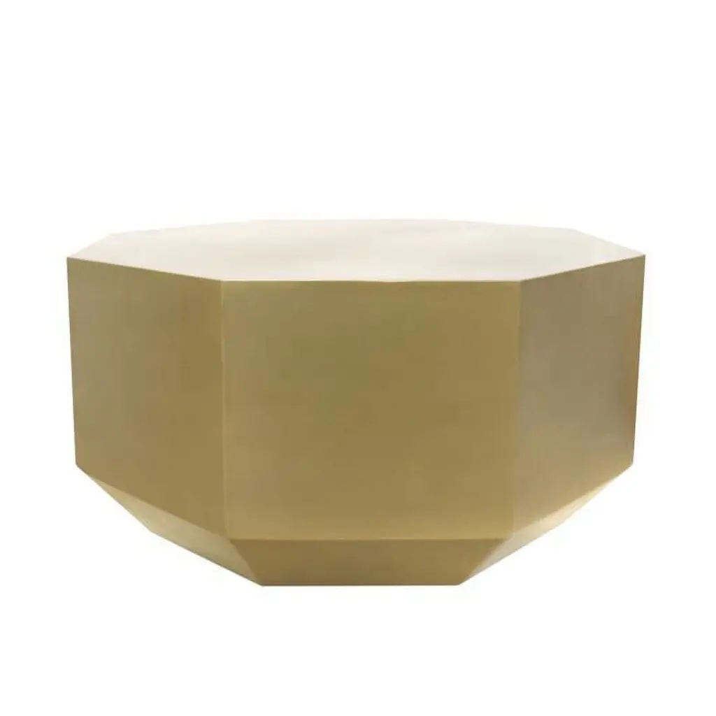 Pasargad Home Byzantine Collection Octagon Shape Brass Finish Iron Coffee Table