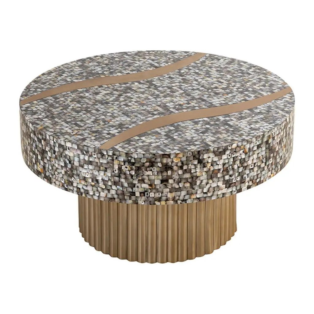 Pemberly Row Modern Coffee Table Stainless Steel Gold Color